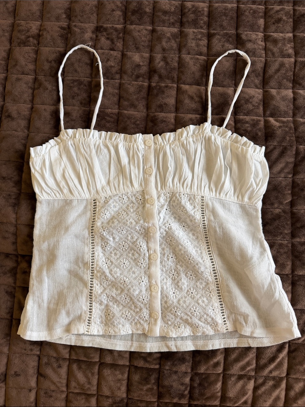 Zara White Button Cami Top